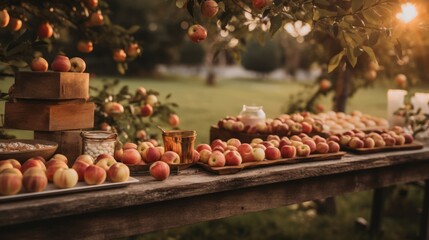 Apple Picking Harvest in the Fall - obrazy, fototapety, plakaty