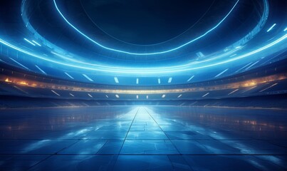Modern and futuristic architecture of sport arena as event background. Generative AI - obrazy, fototapety, plakaty