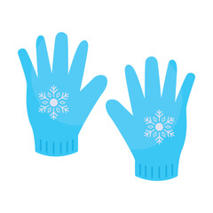 Vector cartoon image of winter clothes in blue shades. Elements for your design. Cold and new year concept