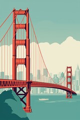 San Francisco city poster artwork. My own graphic design  drawing, Generative AI