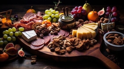 Fall Themed Charcuterie Board with a Wide Selection of Tasty Foods