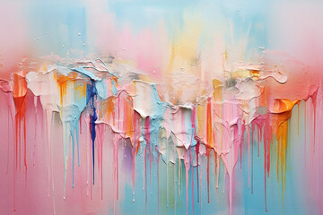 abstract art, soft dripping pastel colors, paint dripping technique, colorful, fluid, photorealistic // ai-generated