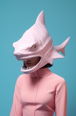 person with a shark