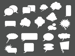Blank Empty Speech Bubbles Silhouette Isolated on Monochrome Background