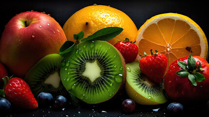 Juicy and Vibrant Fruits on a pile