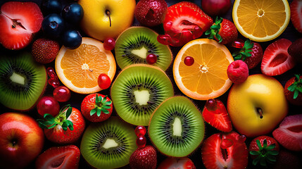 Juicy and Vibrant Fruits on a pile
