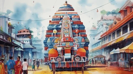 Tuinposter Ratha Yatra, Lord Jagannath, Balabhadra and Subhadra, Generative ai. © Jyoti
