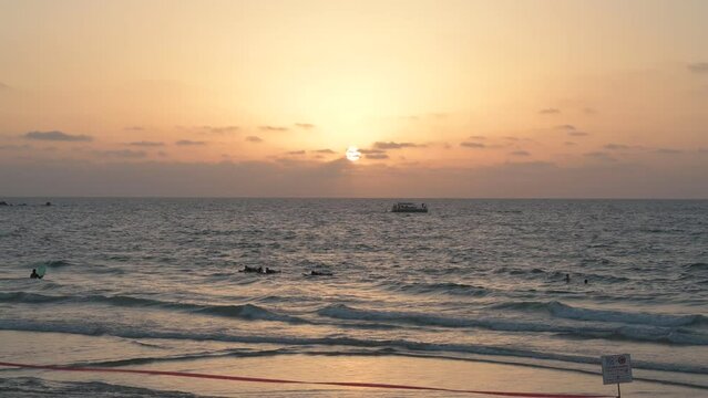 Video of the Mediterranean Sea at sunset and view of Jaffa Port