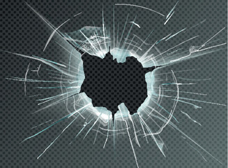 hole broken glass on transparent background. Vector illustration