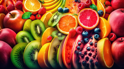 Juicy and Vibrant Fruits on a pile