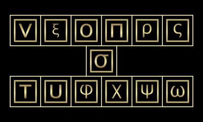 GREEK ALPHABET, GREEK LETTER, GREEK DESIGN, SIMPLE DESIGN, ISOLATED BACKGROUND, GOLDEN VECTOR