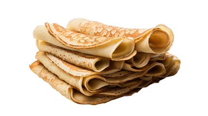 Piles of pancakes for Candlemas isolated on a transparent background