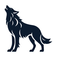 wolf howl logo with good quality and good design - obrazy, fototapety, plakaty