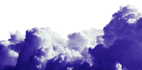 Beautiful cumulus lilac clouds on a transparent background. PNG. Panorama.