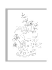 Flower Rain Boot Coloring Page