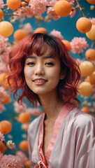 Fototapeta na wymiar portrait of a beautiful girl from Japan with make-up