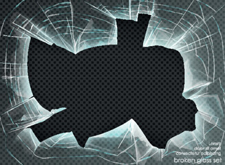 hole broken glass on transparent background. Vector illustration