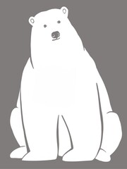 Full-length portrait of a polar bear, against a dark background, hand-drawn illustration, to help the Polar Bear Rescue Society