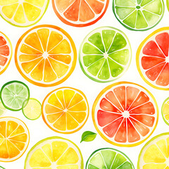 Obraz premium Watercolor Citrus Pattern 