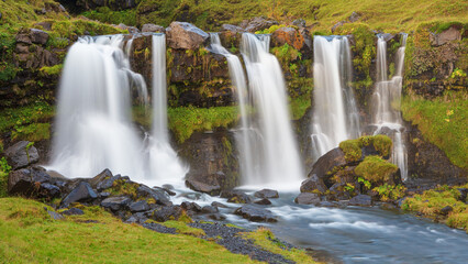 Fototapeta na wymiar Long exposure image of waterfall in south Iceland