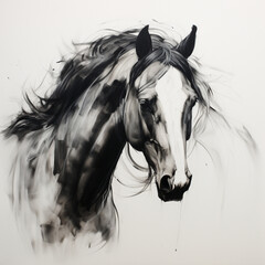 Black and white horse sketch 
