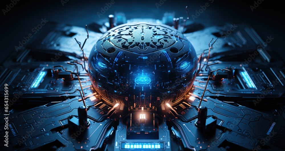 Poster abstract futuristic circuit board illustration of high computer technology background. high tech dig