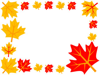 beautiful autumn background with clover leaf decoration.autumn leaves frame