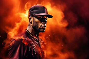 Photo of a baseball player wearing a hat in a vibrant and expressive painting - obrazy, fototapety, plakaty