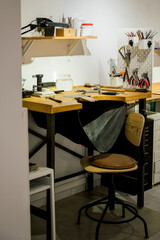 goldsmith workspace in jewelry atelier