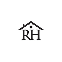 Letter RH and House logo or icon design