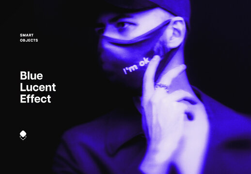 Blue Lucent Photo Effect Mockup