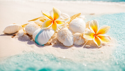 Beautiful seashells on the sand