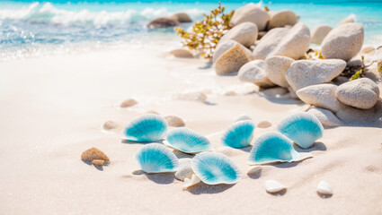 Obraz na płótnie Canvas Beautiful seashells on the sand