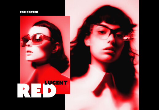 Red Lucent Poster Photo Effect Mockup