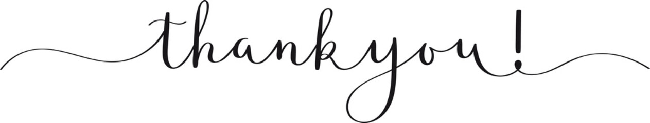 THANK YOU! black brush calligraphy banner on transparent background