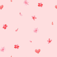watercolor seamless pattern pink flower illustration for kids