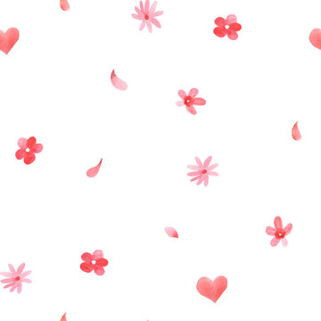 watercolor seamless pattern pink flower illustration for kids