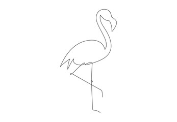 Single line drawing of beauty exotic flamingo for company business logo identity. Animal logo. Isolated on white background vector illustration. Premium vector.