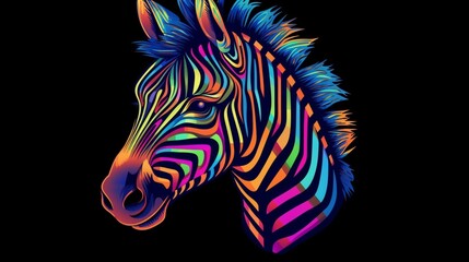 Fototapeta na wymiar a hip colorful Zebra head design with a futuristic fee.Generative AI