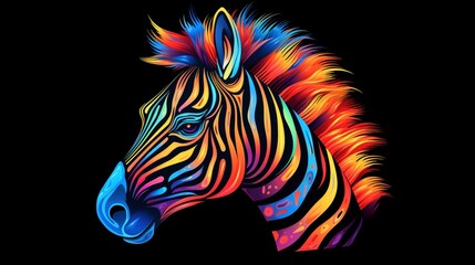 a hip colorful Zebra head design with a futuristic fee.Generative AI