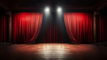 Spotlight on the stage curtain