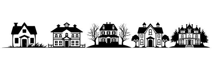 House real estate silhouettes set, large pack of vector silhouette design, isolated white background