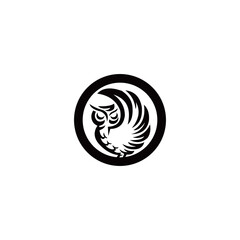owl shilouette logo design in circle, vector logo