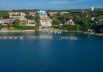 fish farm in the bay of a mediterranean spanish island