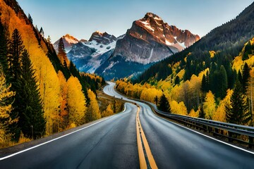 road in the mountains in autumn
