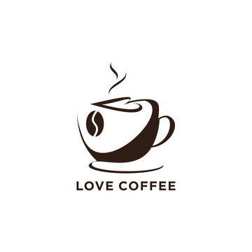 Vector coffe logo design with love element concept premium vector