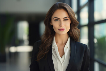 Obraz premium Generative AI picture portrait of amazing gorgeous office worker young woman