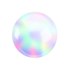 Realistic 3d holographic rainbow sphere. Abstract Vector glossy gradient ball, Iridescent round shape render