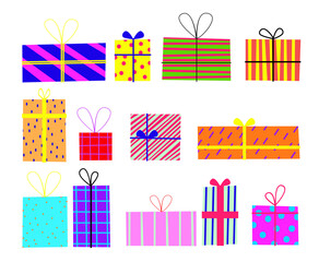 seamless apttern for celebrating. with gift boxes, presents, bows, ribbons. Rndless design on bright colored background
