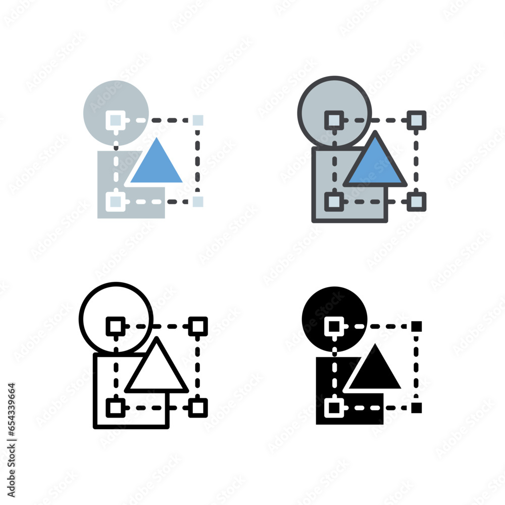 Poster circle, square, rectangle and triangle in frame. two-dimensional figure shape modelling . measuremen